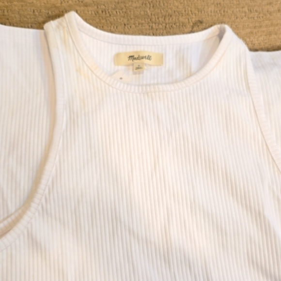 NWT Madewell Highneck Tank in Sleekhold white ribbed tank sleeveless small $38 - Picture 6 of 9